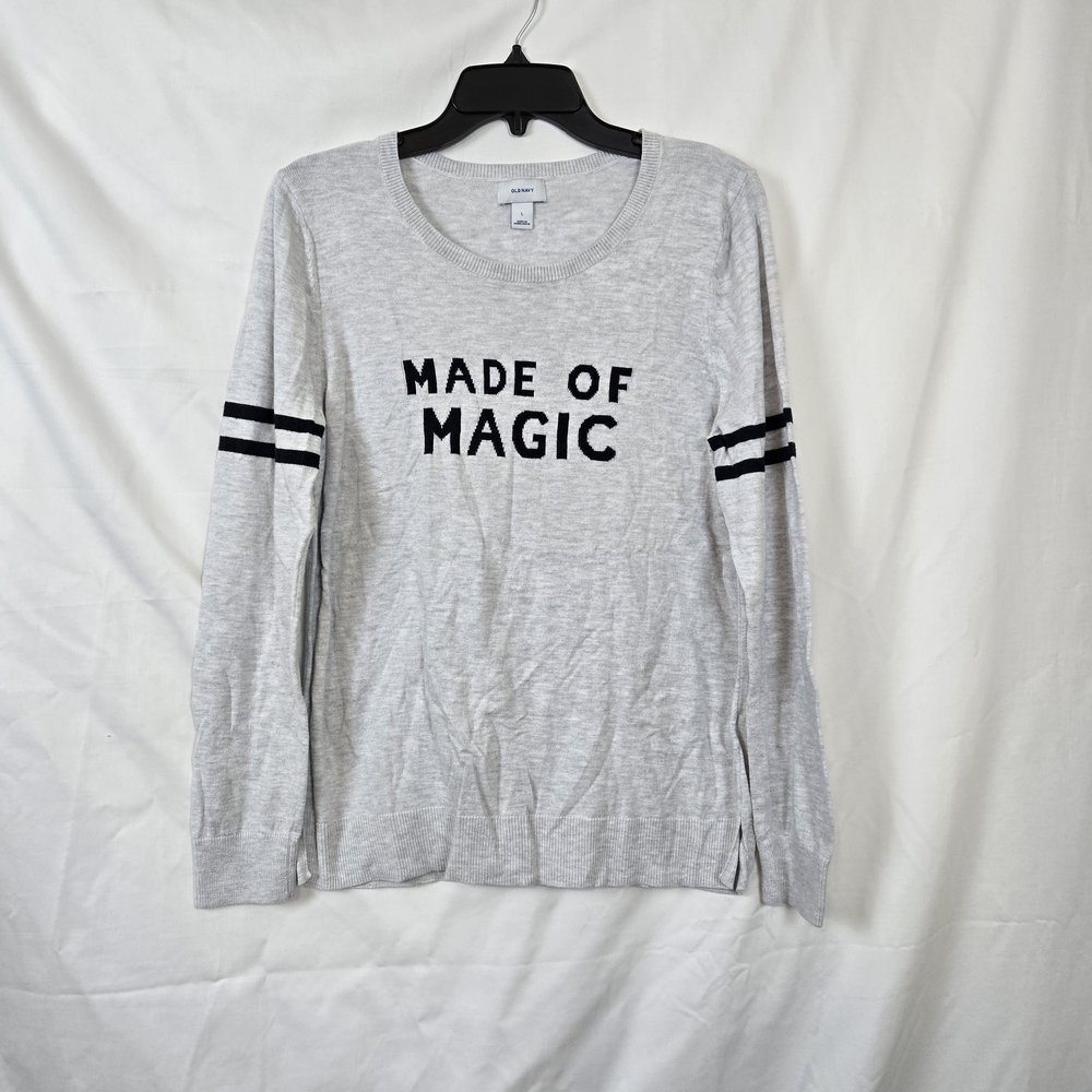 Old Navy Women's‎ Light Gray 'Made of Magic' Long Sleeve Crew Neck Sweater Large